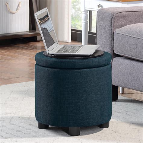 Convenience Concepts Designs4Comfort Round Accent Storage Ottoman with ...