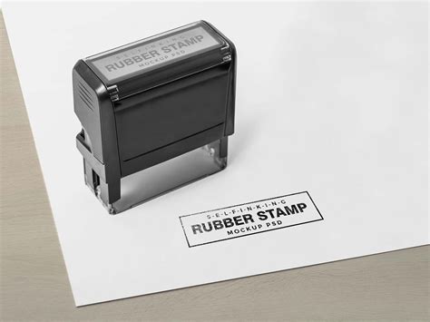 Free Self Inking Rubber Stamp Mockup (PSD)