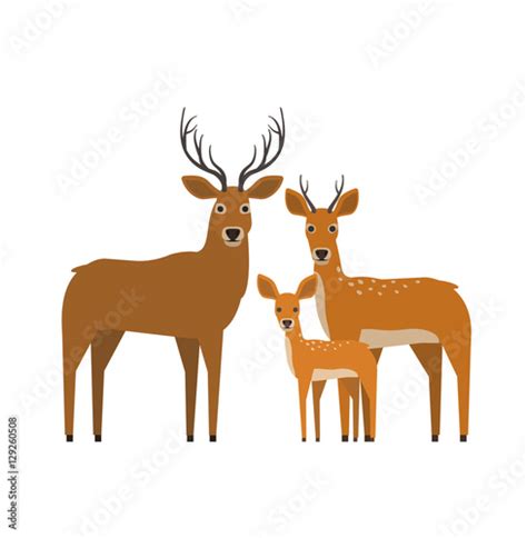 deer family in flat style on white background Stock Vector | Adobe Stock