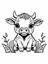 Cute Baby Cows Coloring Page · Creative Fabrica sketch template