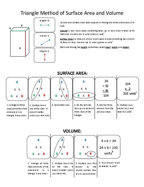 Math Worksheets Surface Area - volume and surface area geometry worksheets the free for of cubes ...