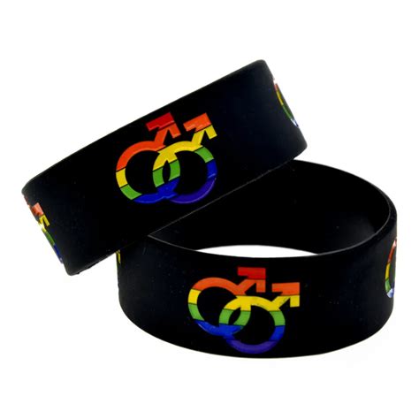 OneBandaHouse 1PC Gay Pride Wristband Rainbow Color Logo Men Gender ...