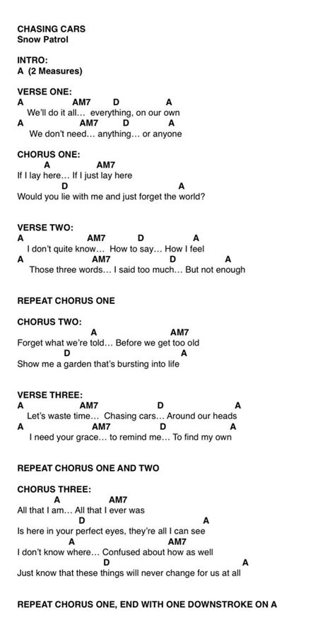 Chasing cars - ukulele Ukelele Chords, Learn Guitar Chords, Ukelele Songs, Guitar Tabs Songs ...