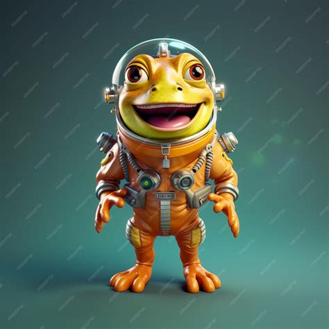 Premium AI Image | A cartoon frog wearing a space suit and a helmet that says'frog'on it.