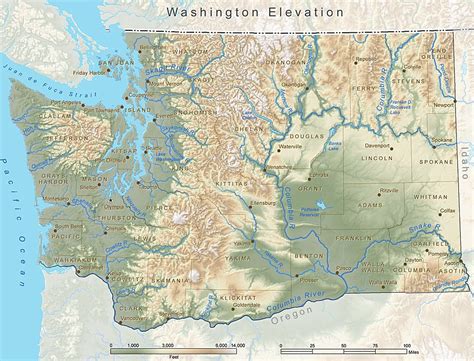 Washington state Elevation Map: Credit Esri -- 5 Principles of ...