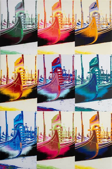 Pop Art - Arrangement of Venetian Gondolas. Venice Gondola Decorations and Symbols in Bold ...
