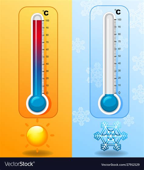 Two thermometers in hot and cold weather Vector Image