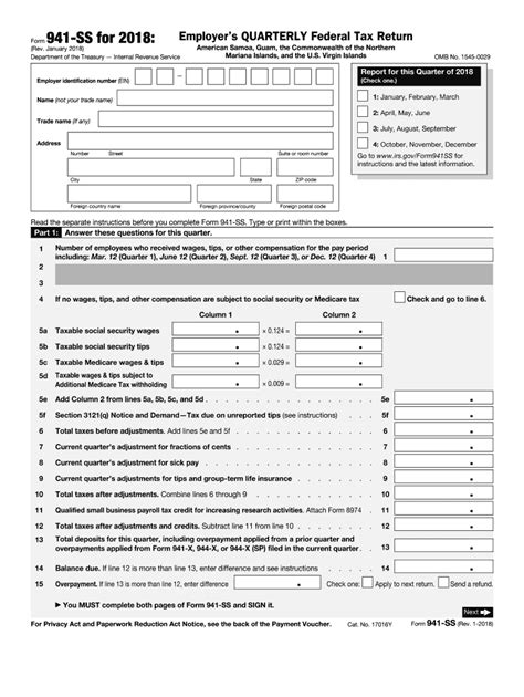 941 Irs Quarterly Report 2018-2024 Form - Fill Out and Sign Printable ...