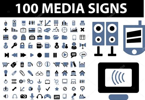 100 media signs — Stock Vector © gupusk #4974138