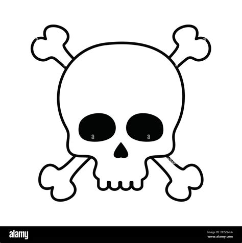 Skull vector black and white isolated on white background.Skull emoticon.Bones vector. Skull ...