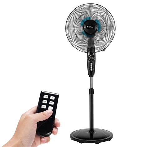 Costway 16'' Adjustable Oscillating Pedestal Fan Dual Blades w/ Remote Control - Walmart.com ...