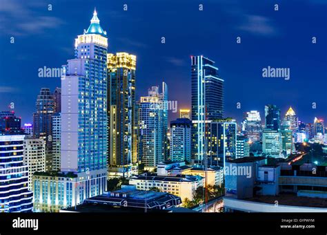 Bangkok skyline at night Stock Photo - Alamy