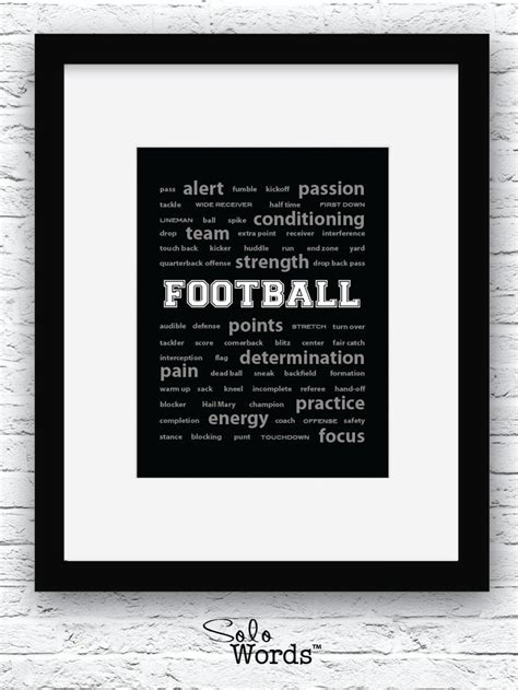 Football Words Wall Art Printable, Black and White Art, Sport Decor ...