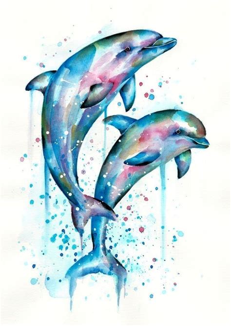 Pin on Fondos | Dolphin art, Dolphin painting, Watercolor art