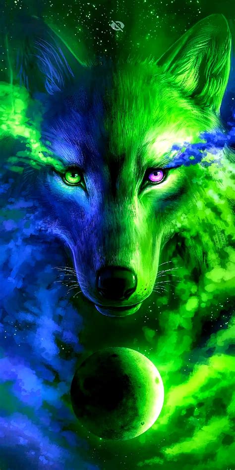 Galaxy wolf, blue, HD phone wallpaper | Peakpx