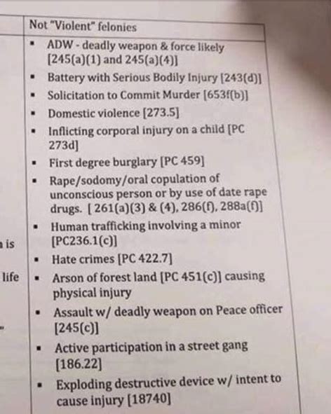 California, this the list of felonies deemed non-violent so prisoners ...