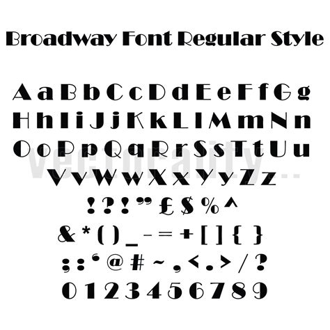 Broadway Font Regular Style Alphabet Numbers Letters Vector Art File ...