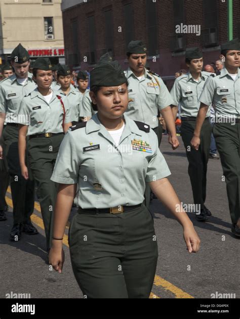 High school ROTC students march in the annual Ragamuffin Parade in Bay Ridge Brooklyn, NY Stock ...