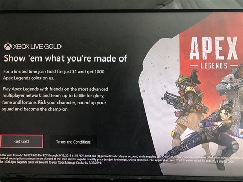 1000 free apex coins with Xbox Gold : r/apexlegends