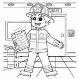 Premium Vector  Firefighter With A Fire Safety Checklist Coloring sketch template