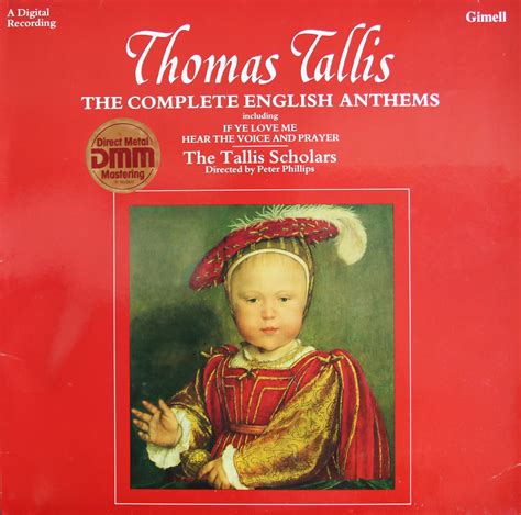 Vinyl record Thomas Tallis - The complete English anthems