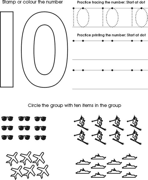 Number Ten Worksheet | Free Preschool Printable | Preschool worksheets, Free preschool ...