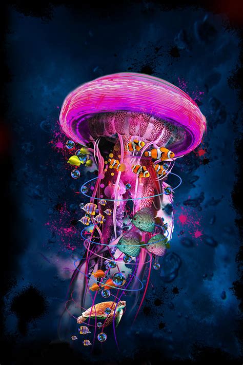 Pink Electric Jellyfish World Digital Art by David Loblaw - Fine Art America