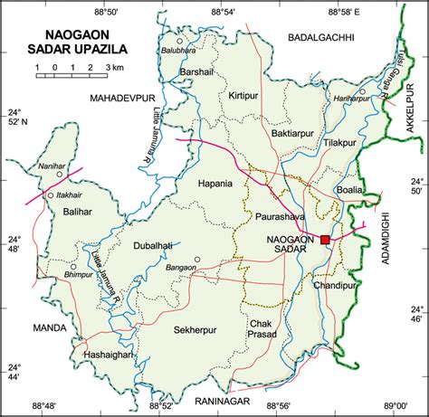 Maps of Bangladesh: Naogaon Sadar Upazila