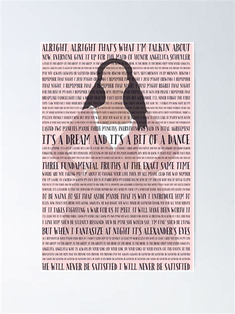 "Hamilton - Satisfied full lyrics " Poster for Sale by hypocratees | Redbubble