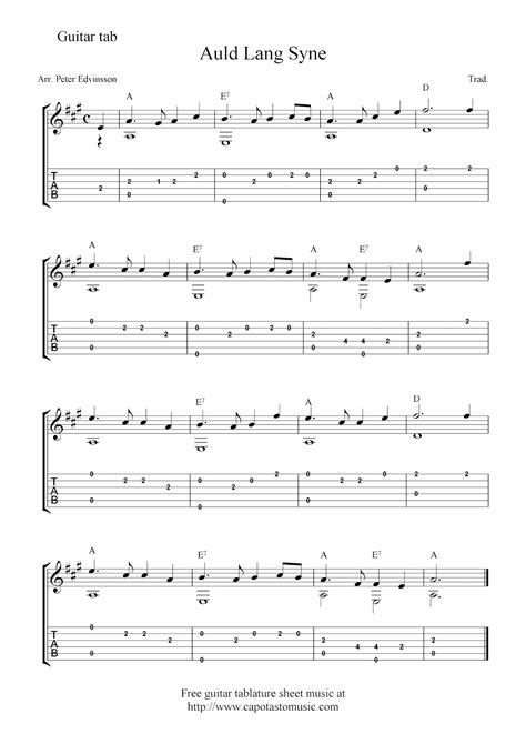 Auld Lang Syne Guitar Chords