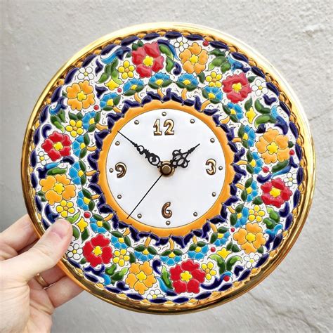 Spanish Ceramic Clock 24cm. 9.45 Enameled by Hands - Etsy