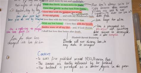 Annotation of the poem "Sonnet 43" for the English literature GCSE exam for 2017. #UnseenPoems # ...