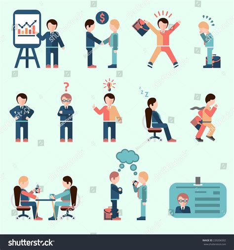 Business People Businessman Cartoon Characters Icons Set Isolated ...