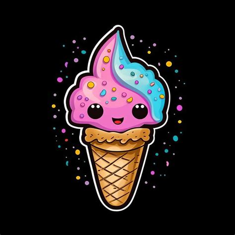 Premium AI Image | A cartoon ice cream cone with sprinkles and a happy face