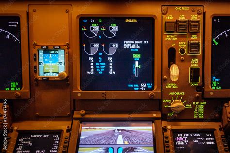 Boeing 777 instrument panel cockpit displays Stock Photo | Adobe Stock