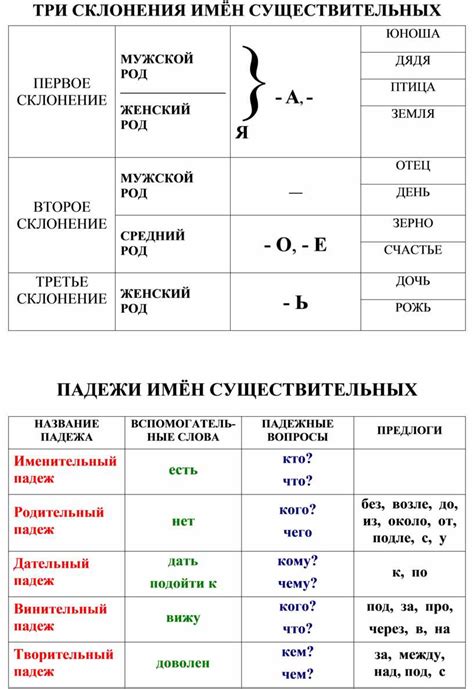 Склонения и падежи имен существительных