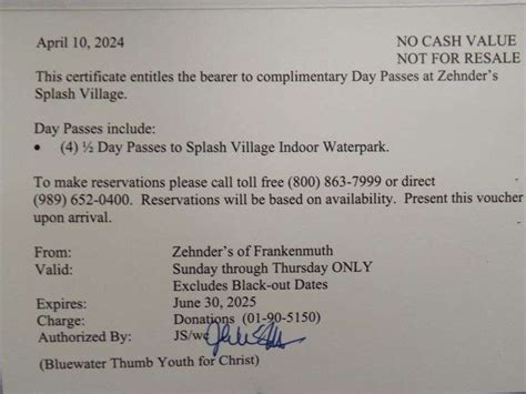 (4) ½ Day Passes to Splash Village Indoor Waterpark. Please see ...