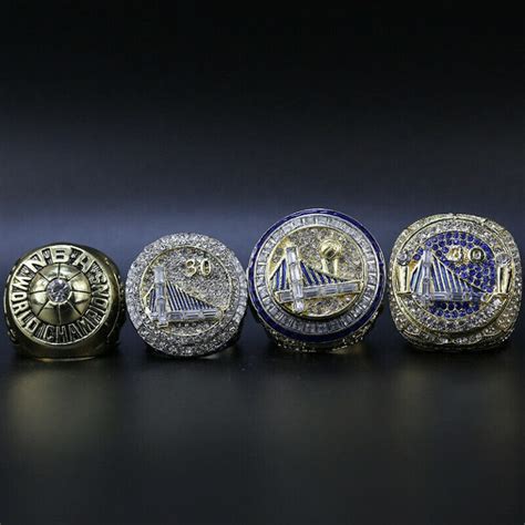 4 Golden State Warriors Stephen Curry NBA championship ring set replica ...