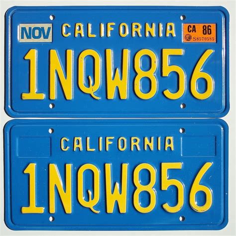 Old California License Plates Blue 1986 SOLD on Ruby Lane