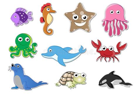 Sea Animal Stickers stock vector. Image of illustration - 31756051