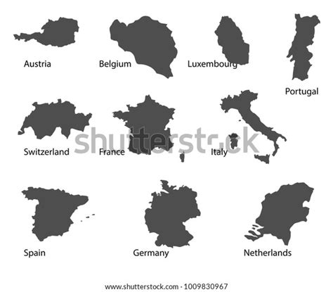 European Countries Shapes Isolated Eu Stock Vector (Royalty Free) 1009830967