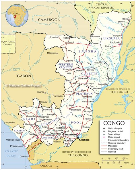 Administrative Map of Republic of the Congo 1200 pixel - Nations Online Project