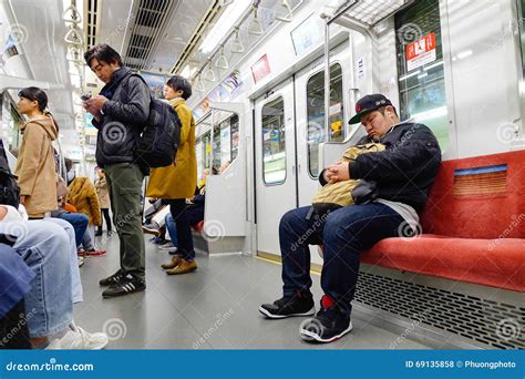 Inside of the Train of Tokyo Metro Transit System in Tokyo Editorial ...