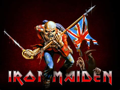 Iron Maiden - The Trooper, music, band, trooper, flag, metal, iron maiden, logo, HD wallpaper ...