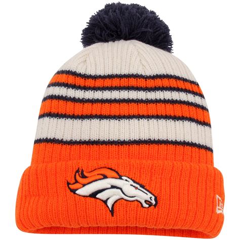 Men's Denver Broncos New Era Orange Traditional Stripe Cuffed Knit Hat