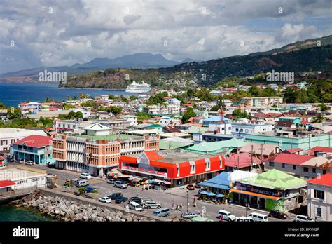 The Caribbean village and port of Roseau, Dominica, West Indies Stock ...