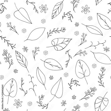 🔥 Free download Black vector doodle seamless pattern with abstract leaves berries [1000x1000 ...