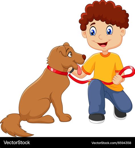 Cartoon boy with his dog isolated Royalty Free Vector Image