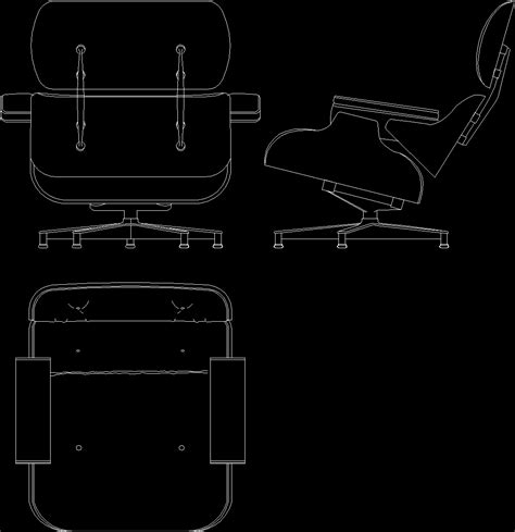 Charles Eames; Lounge Chair; 1956 DWG Block for AutoCAD • Designs CAD