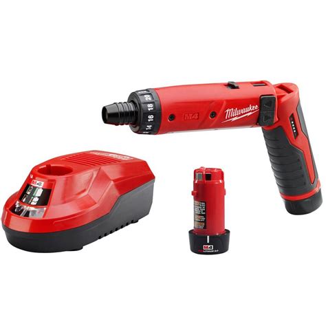 Milwaukee M4 4-Volt Lithium-Ion Cordless 1/4 in. Hex Screwdriver 2-Battery Kit-2101-22 - The ...